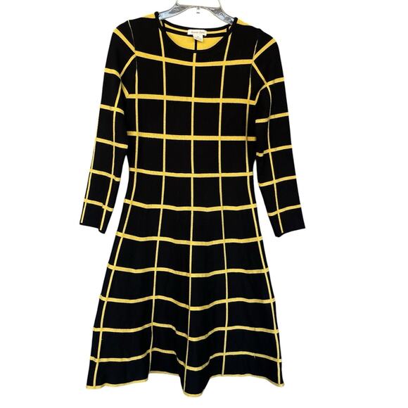 Luxxe Lane Womens Sweater Dress Medium Rayon Windowpane Stretchy Rayon Slimming - Picture 1 of 9